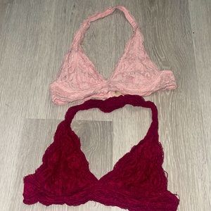Pack of 2 lace halter bralettes